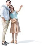 Couple standing woman showing something elegant person png - miniature