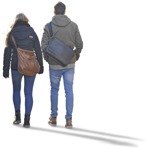 Couple walking entourage people (3158) - miniature