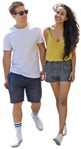 Couple walking on a  hot summer day - happy human png  - miniature