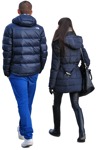Couple walking cut out people (473) - miniature