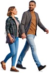 Couple walking on a sunny day - people png in casual clothes - miniature