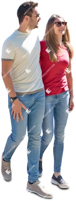 Couple walking on a summer day wearing jeans people png