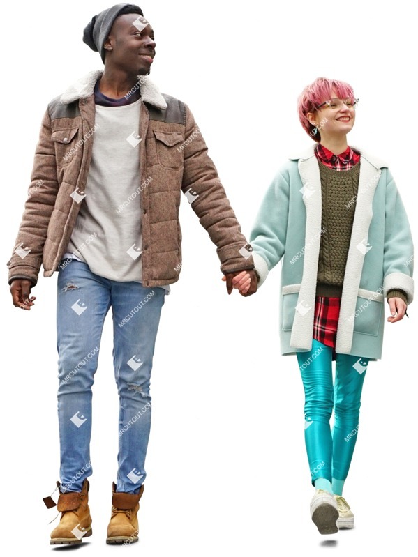 Couple walking cut out people (3107)