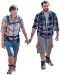 Couple walking cut out people (3778) - miniature