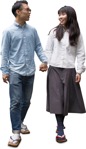Couple walking entourage people (6561) - miniature