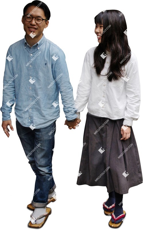 Couple walking entourage people (6561)
