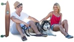 Couple walking the dog people png (4647) - miniature