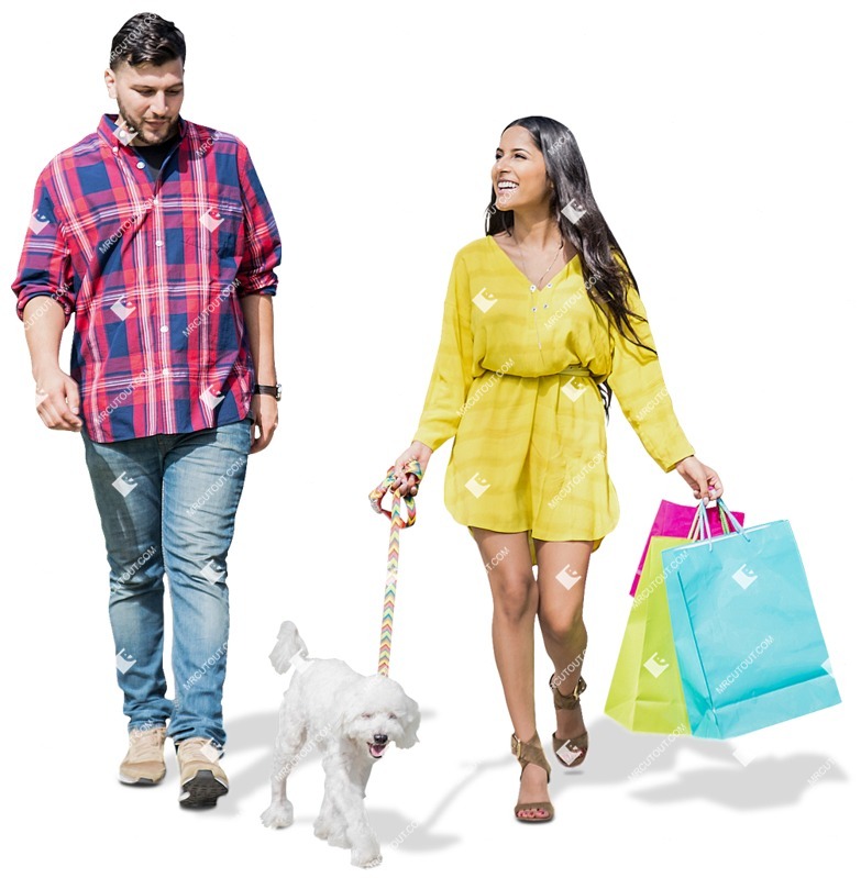 Couple walking the dog people png (4568)
