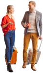 Couple with a baggage drinking coffee photoshop people (5294) - miniature