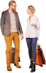 Couple with a baggage standing people png (6191) - miniature