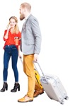 Couple with a baggage standing people png (6192) - miniature