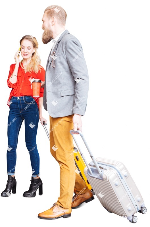 Couple with a baggage standing people png (6295) Couple with a baggage standing people png (6295)