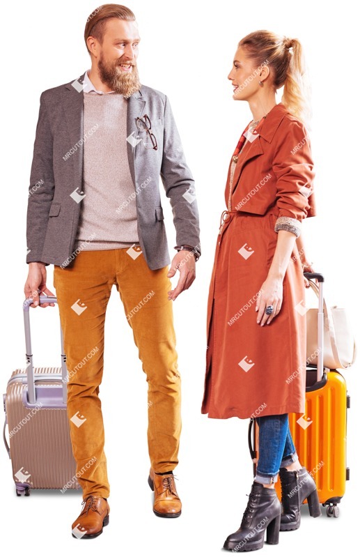 Couple with a baggage standing photoshop people (6297)