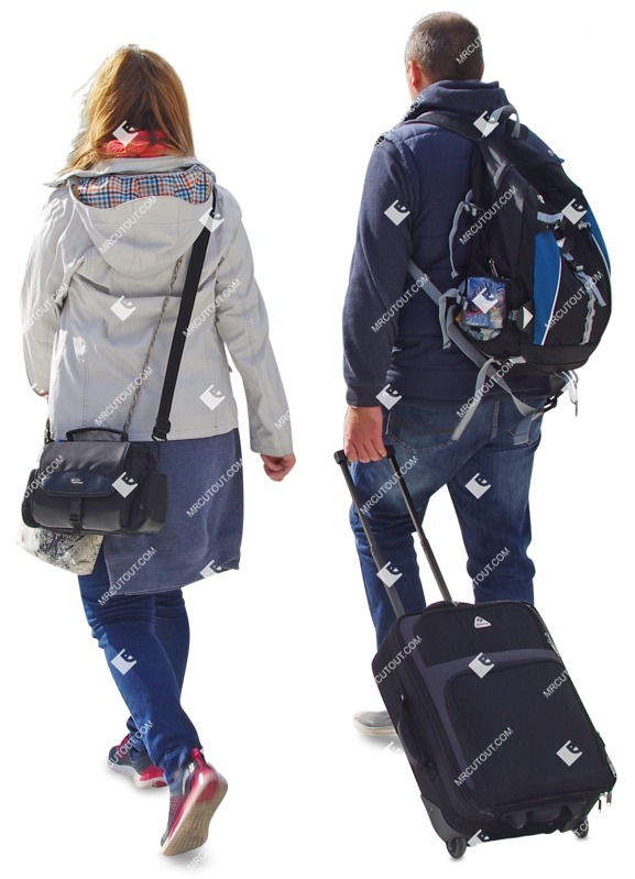 Couple with a baggage walking people png (2179)
