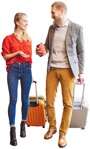 Couple with a baggage walking people png (6193) - miniature