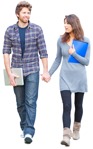 Cut out people - Couple With A Computer Walking 0001 | MrCutout.com - miniature