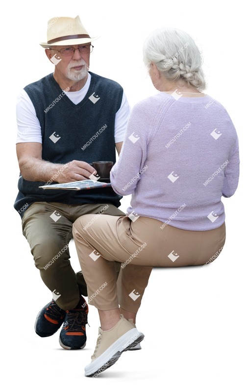 Couple with a newspaper drinking coffee people png (19305)