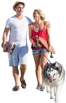 Cut out Couple With A Skateboard Walking The Dog 0001 | MrCutout.com - miniature