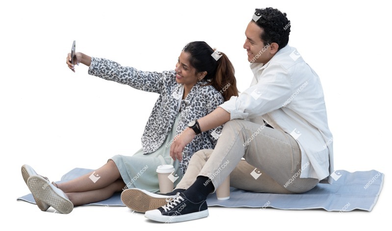 Couple with a smartphone people png (17369)