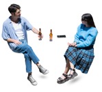 Couple with a smartphone drinking person png (17745) - miniature