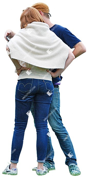 Couple with a smartphone standing people png (661)