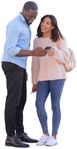 Couple standing with a smartphone and laughing African people png | MrCutout.com - miniature
