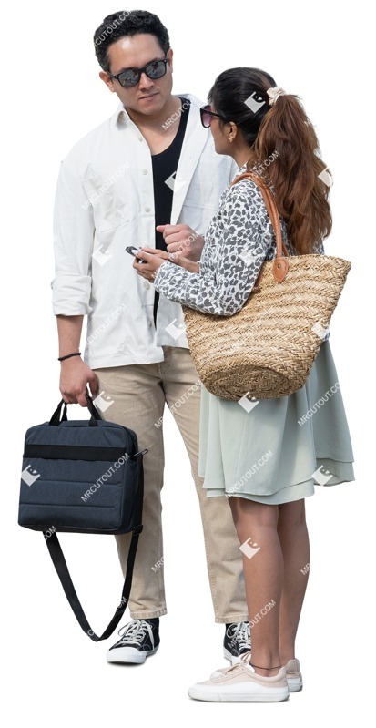 Couple with a smartphone standing person png (19120)