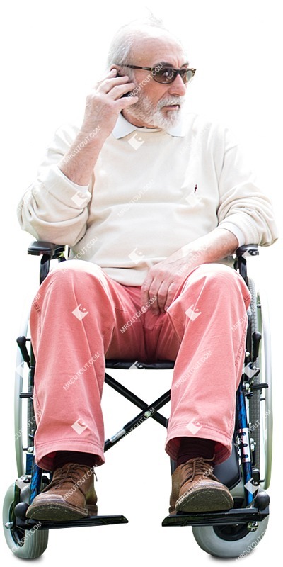 Disabled elderly person with a smartphone png people (3988)