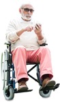 Disabled elderly person with a smartphone photoshop people (4697) - miniature