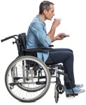 Cut out people - Disabled Man Drinking Coffee 0001 | MrCutout.com - miniature