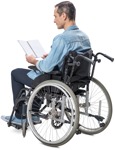Disabled man reading a book  (4539) - miniature