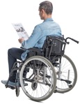 Disabled man reading a newspaper  (4305) - miniature