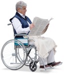 Disabled man reading a newspaper  (18811) - miniature