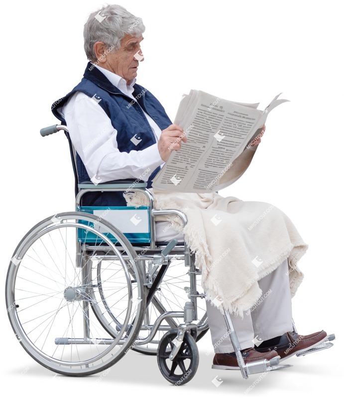 Disabled man reading a newspaper photoshop people (18811) Disabled man reading a newspaper photoshop people (18811)