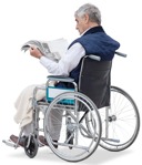 Disabled man reading a newspaper  (18812) - miniature