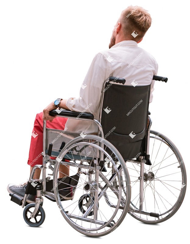 Disabled man sitting entourage people (5731)