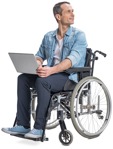 Cut out people - Disabled Man With A Computer 0001 | MrCutout.com - miniature