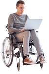 Cut out people - Disabled Man With A Computer 0003 | MrCutout.com - miniature