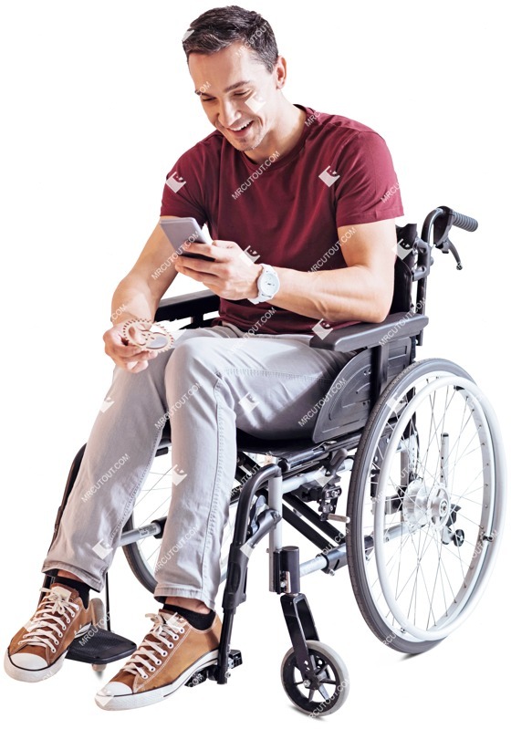 Disabled man with a smartphone people png (4147)