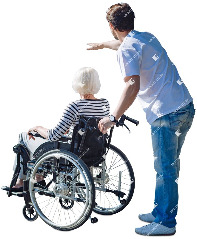 Disabled person with caregiver people png (3773)
