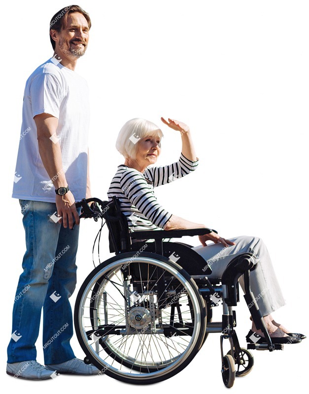 Disabled person with caregiver people png (3774)