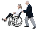 Disabled person with caregiver people png (17549) - miniature