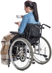 Disabled woman drinking coffee cut out people (4071) - miniature
