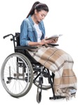 Disabled woman reading a book sitting cut out pictures (5581) - miniature