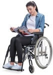 Disabled woman reading a newspaper sitting cut out pictures (5580) - miniature