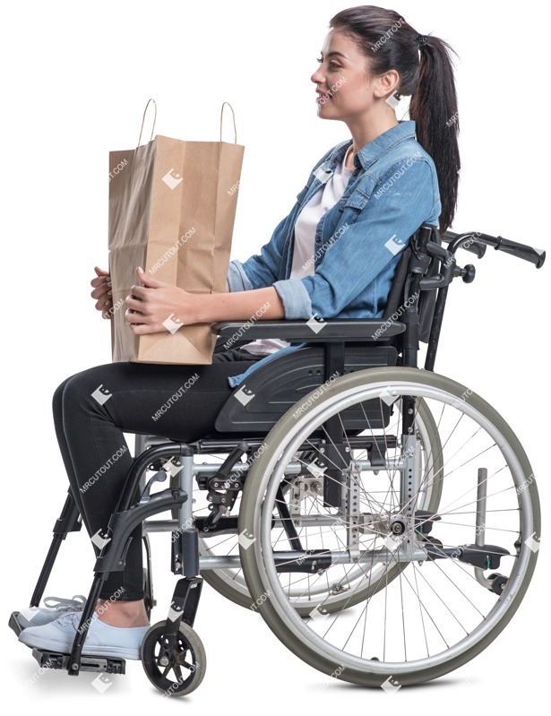 Disabled woman shopping people cutouts (5020)
