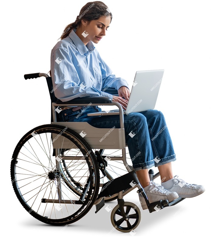 Disabled woman with a computer people png (12883)