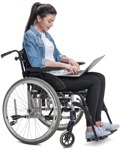 Disabled woman with a computer writing  (4371) - miniature