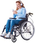 Disabled woman with a smartphone png people (4151) - miniature