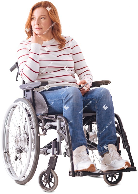 Disabled woman with a smartphone people png (4055)